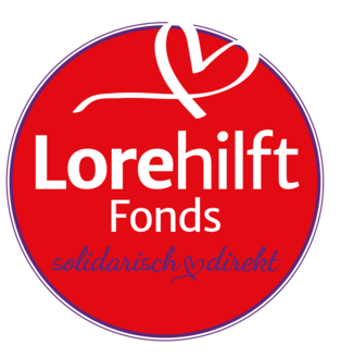 Logo des Lore-Hilft Fonds, rot-weiß mit dem Zusatz solidarisch und direkt